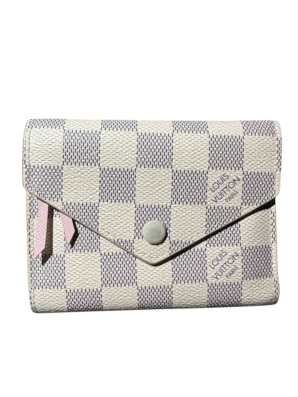 Louis Vuitton Damier Azur LV Victorine Compact Wallet Rose Ballerine Accents